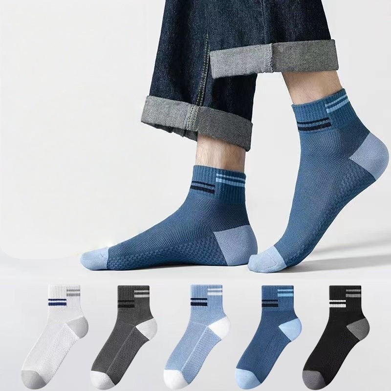 Athletic Crew Socks 3 Pairs Multicolor Cotton Blend Comfort Fit